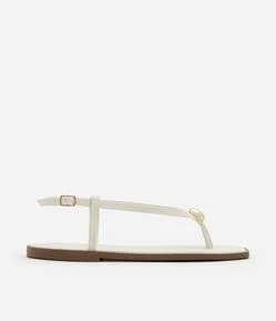 Sandália Rasteira com Tiras Finas e Detalhe Bold