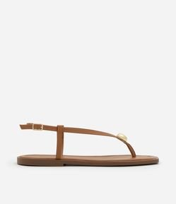 Sandália Rasteira com Tiras Finas e Detalhe Bold