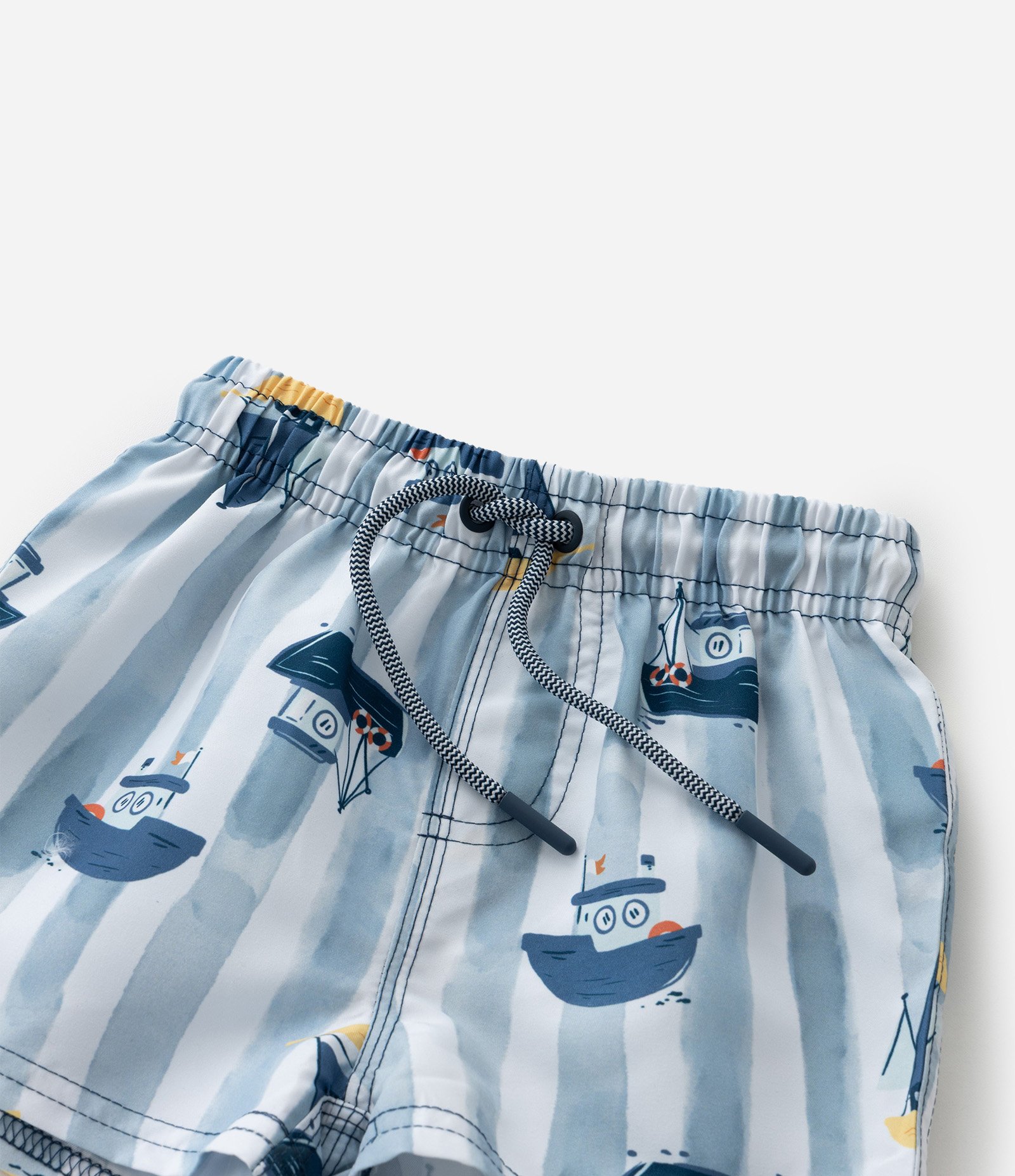 Conjunto Infantil com Estampa de Barquinhos - Tam 1 a 6 anos Amarelo/Azul 9