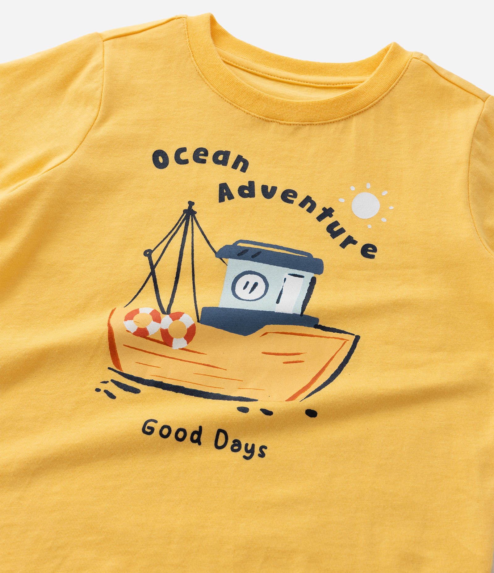 Conjunto Infantil com Estampa de Barquinhos - Tam 1 a 6 anos Amarelo/Azul 11