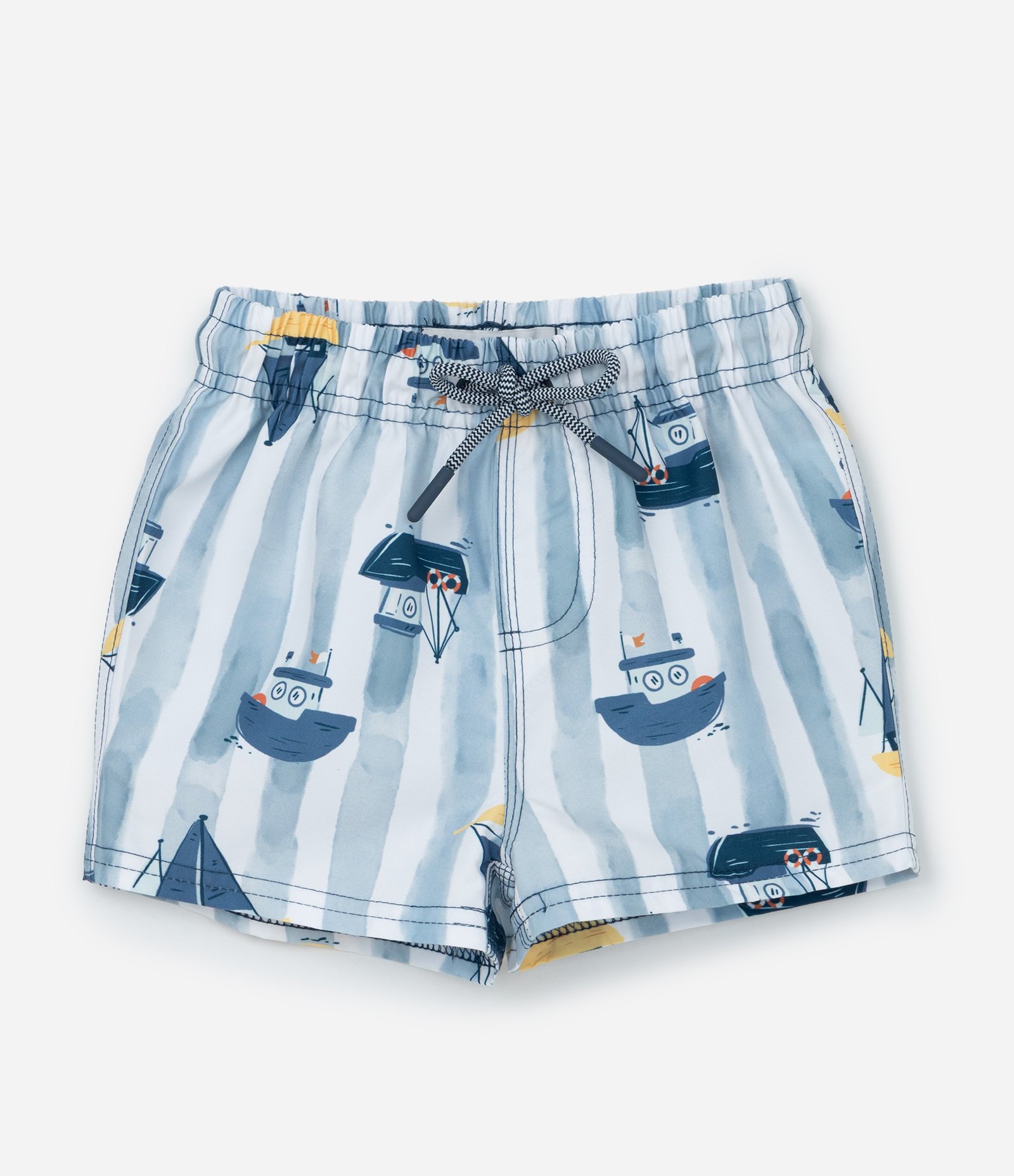 Conjunto Infantil com Estampa de Barquinhos - Tam 1 a 6 anos Amarelo/Azul 4