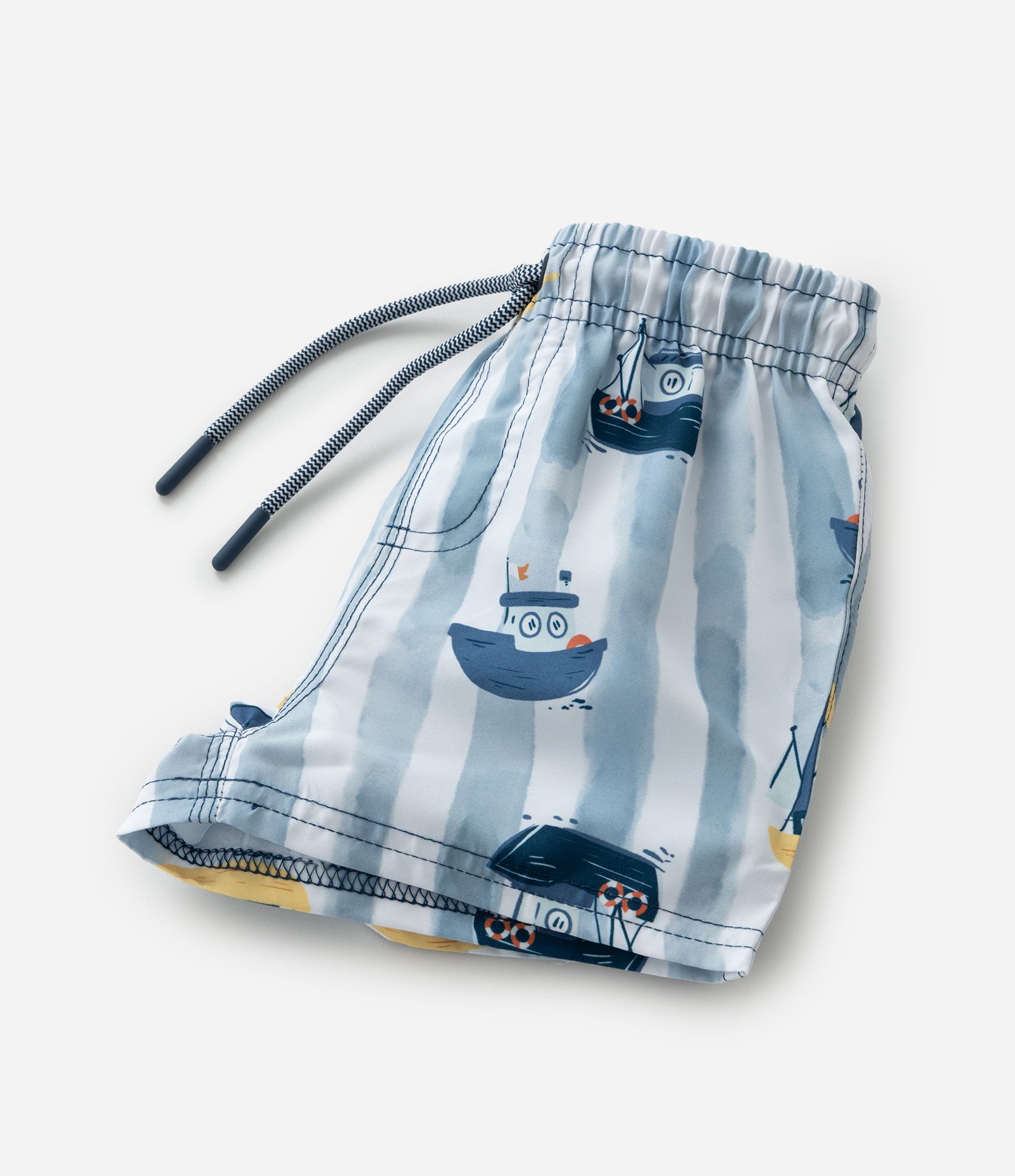 Conjunto Infantil com Estampa de Barquinhos - Tam 1 a 6 anos Amarelo/Azul 7