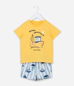 Conjunto Infantil com Estampa de Barquinhos - Tam 1 a 6 anos
