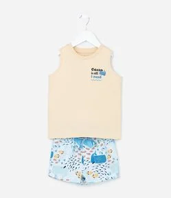 Conjunto Infantil com Estampa Fundo do Mar - Tam 1 a 6 Anos
