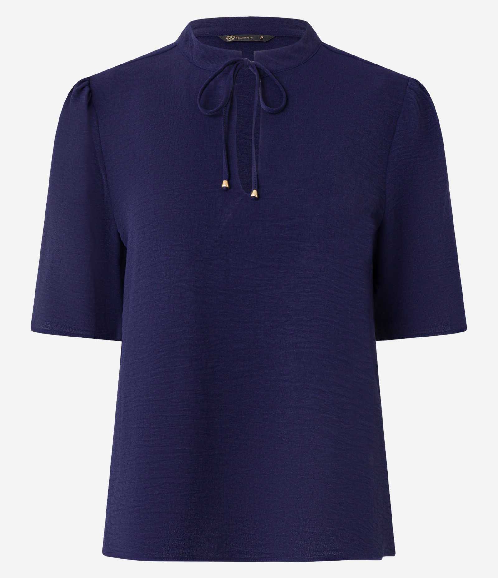 Blusa Texturizada em Crepe com Amarração Azul Marinho 5