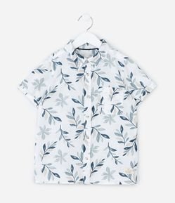 Camisa Infantil em Algodão com Estampa de Folhagens - Tam1 a 6 Anos