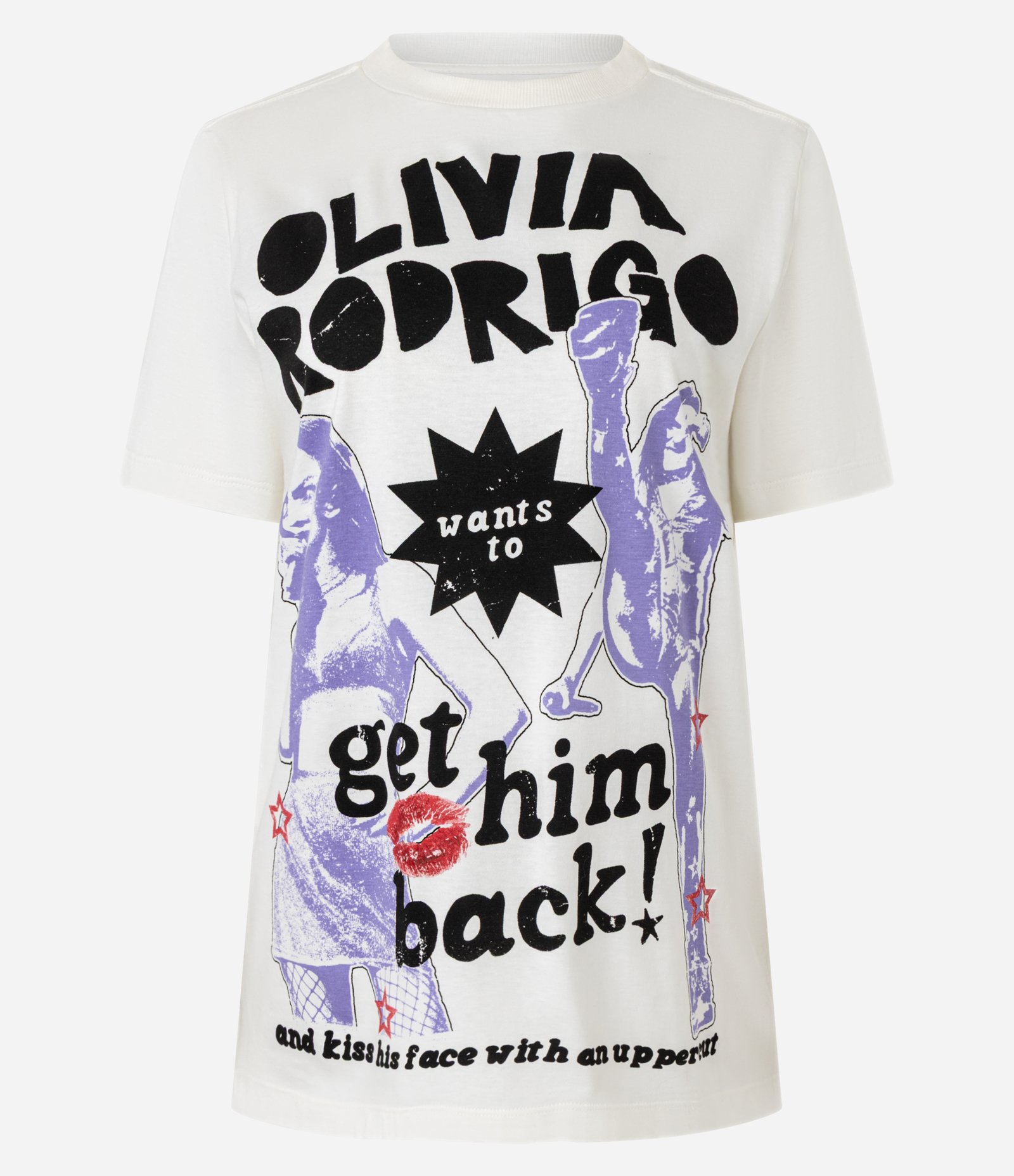 Camiseta T-shirt em Algodão com Estampa Olivia Rodrigo Branco 1