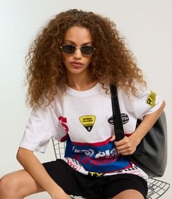 Camiseta Over em Algodão com Estampa Racer