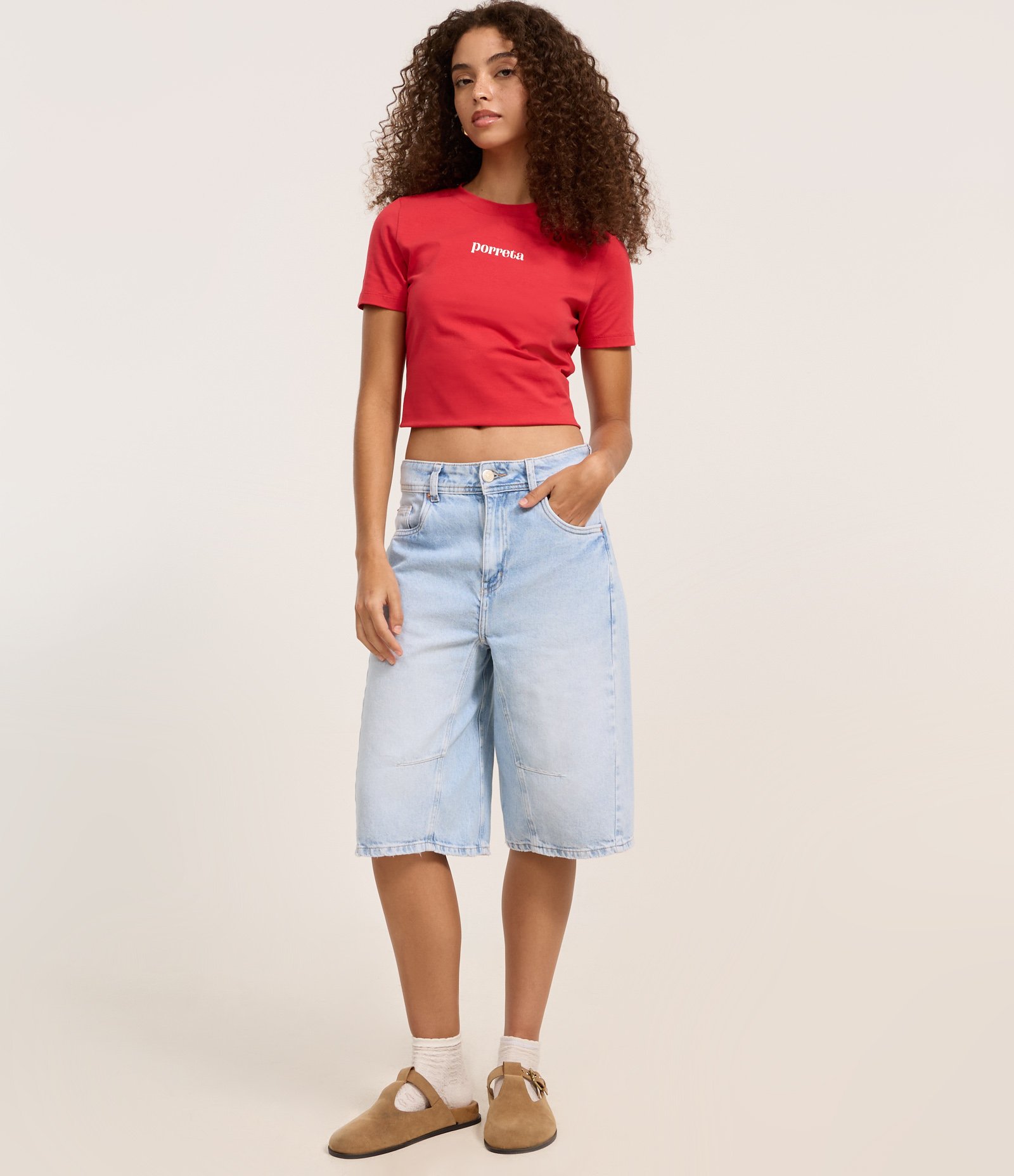 Blusa New T-shirt em Algodão com Lettering Porreta Vermelho 2