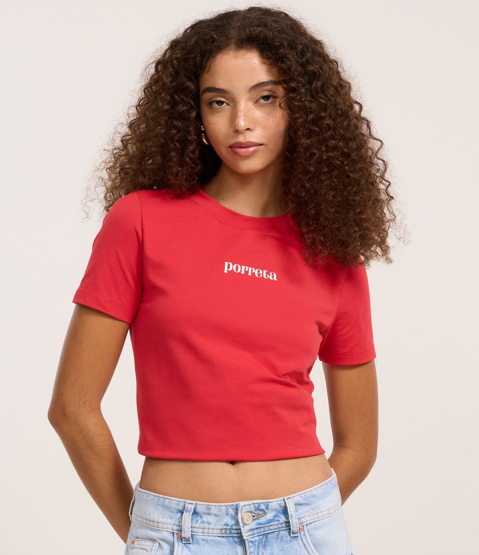 Blusa New T-shirt em Algodão com Lettering Porreta Vermelho 3