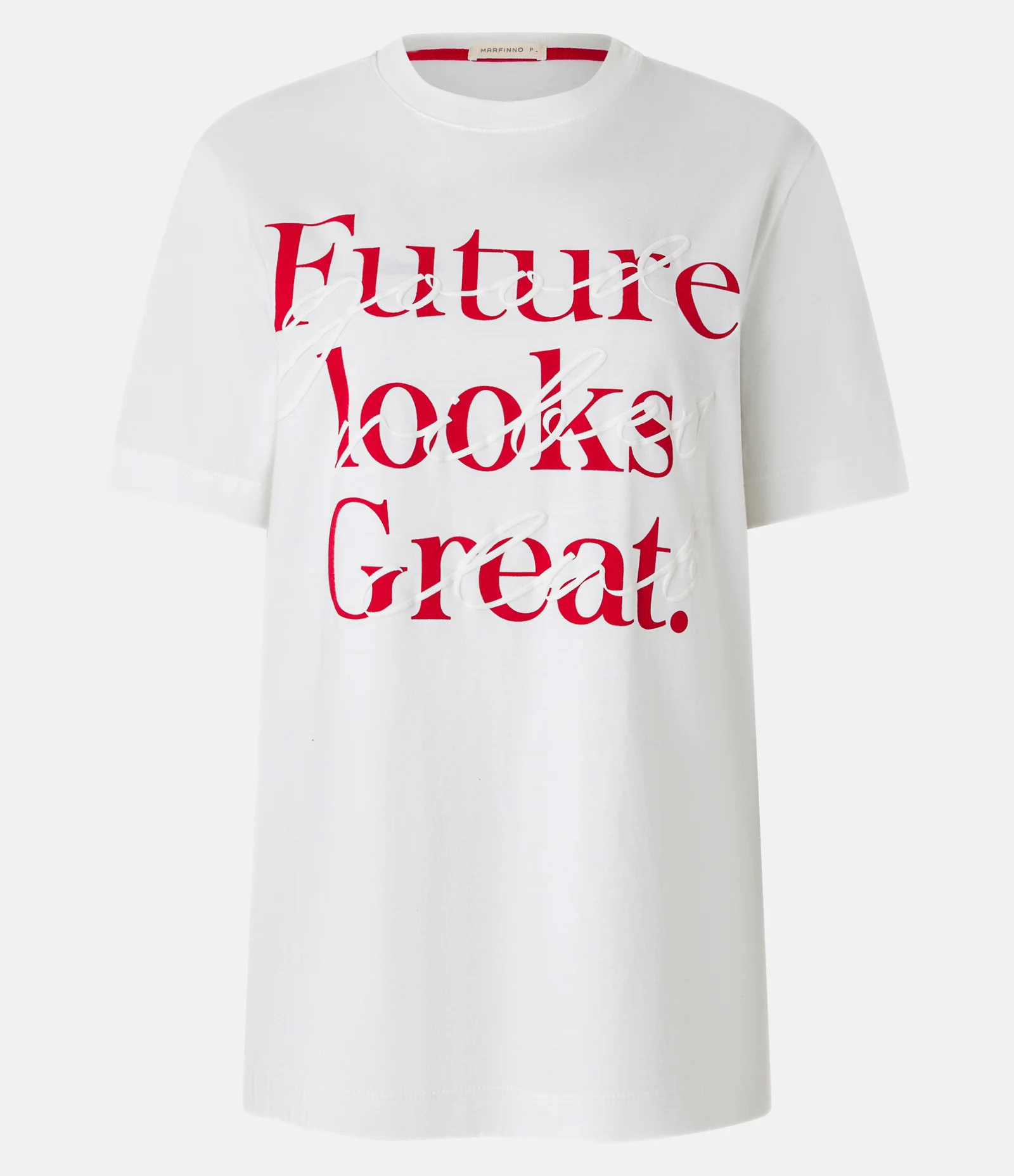 Camiseta em Algodão com Estampa Puff My Future Looks Great Branco 6