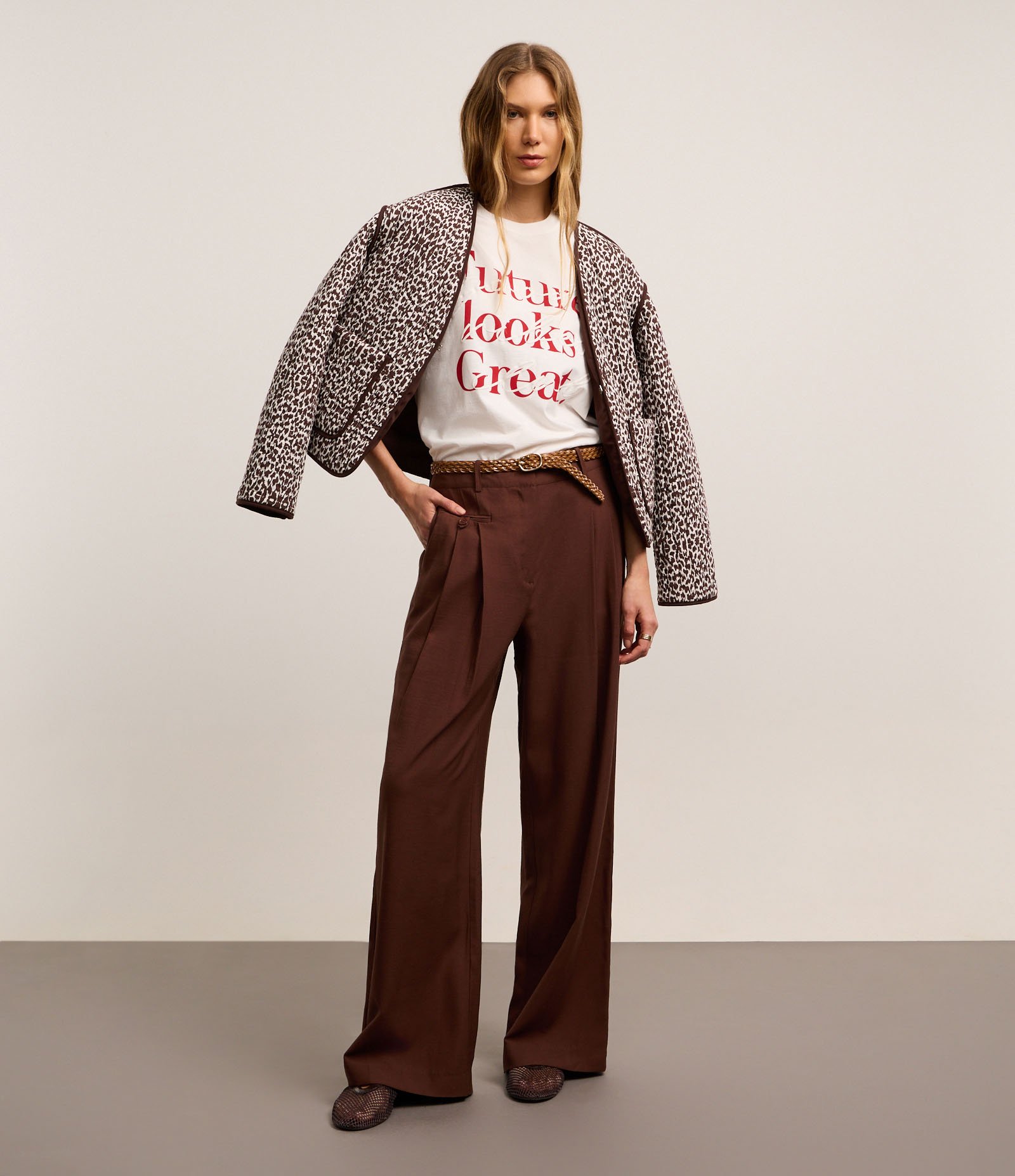 Camiseta em Algodão com Estampa Puff My Future Looks Great Branco 2