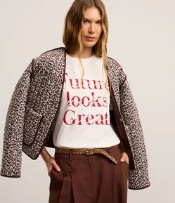 Camiseta em Algodão com Estampa Puff My Future Looks Great