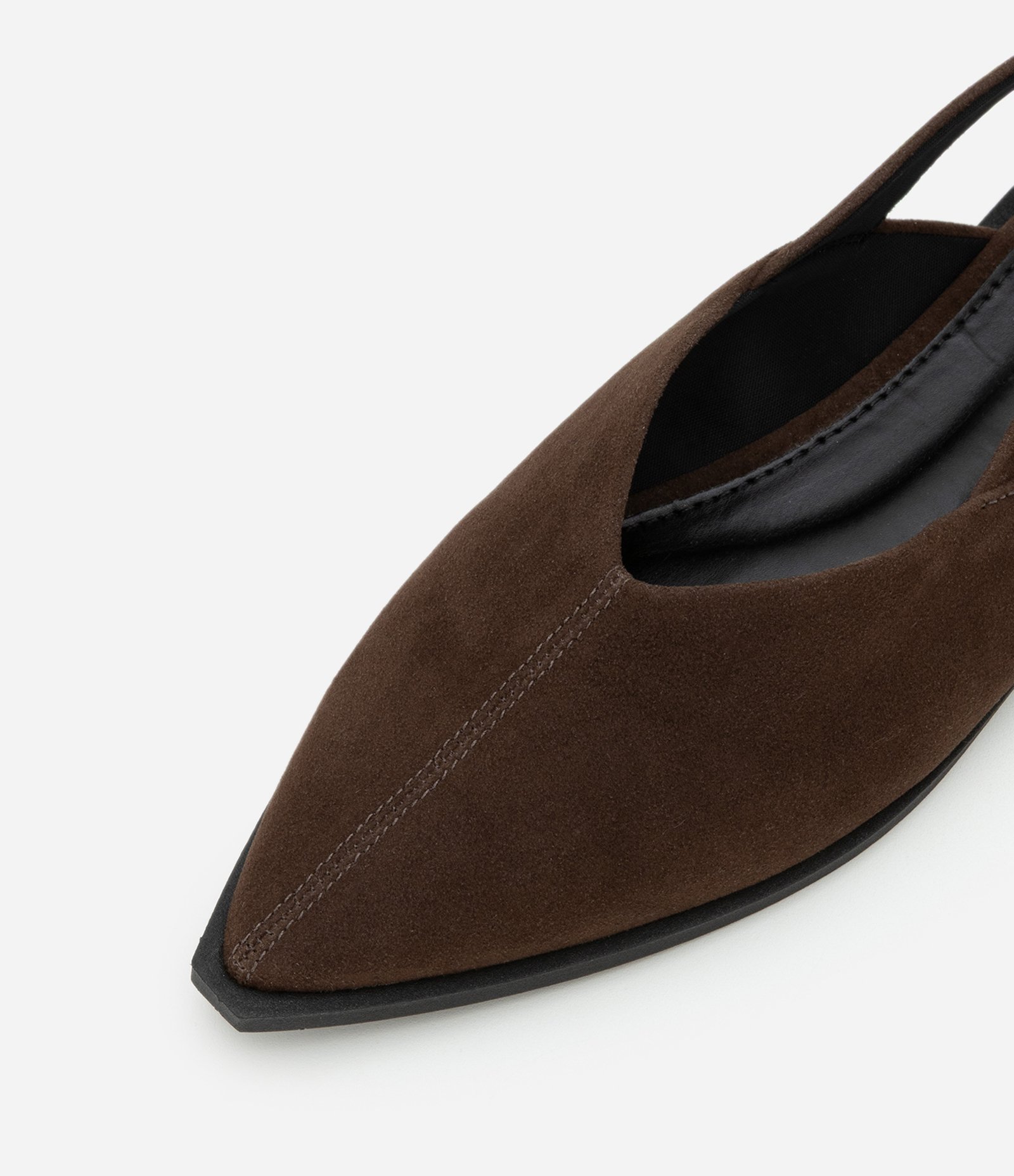 Sapatilha Slingback com Bico Fino e Fivela Lateral Contrastante Marrom 4