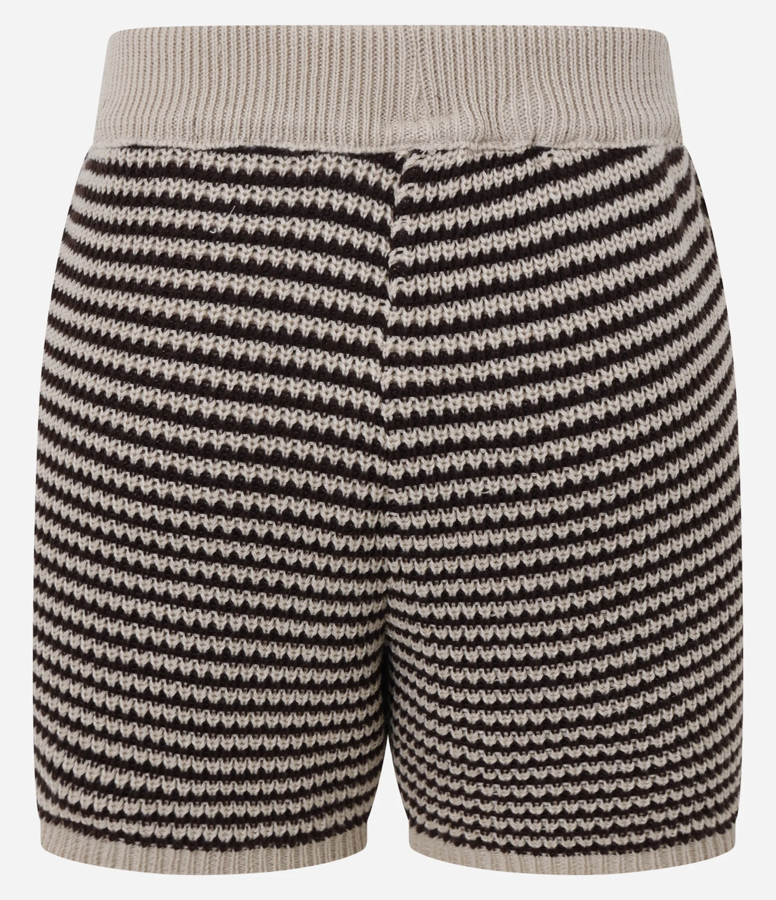 Short em Tricô Listrado com Cós Contrastante Marrom 3