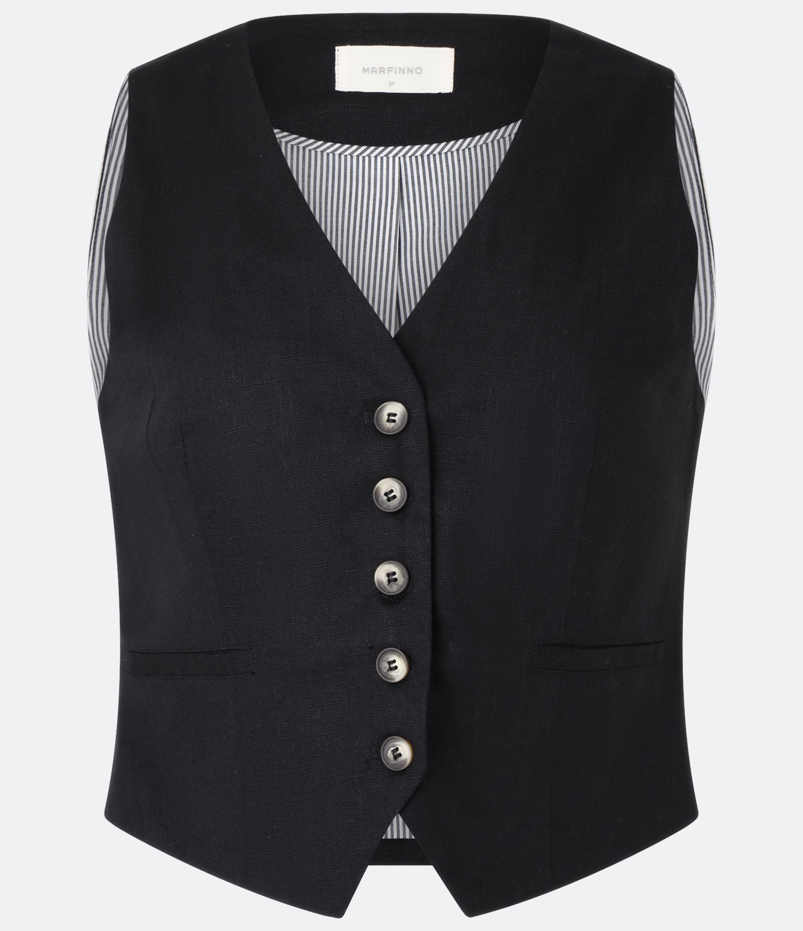 Colete Slim em Viscolinho com Botões Matizados Preto 5