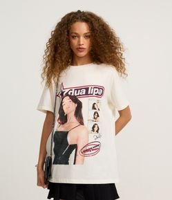 Camiseta Alongada em Algodão com Estampa Frente e Costas Dua Lipa
