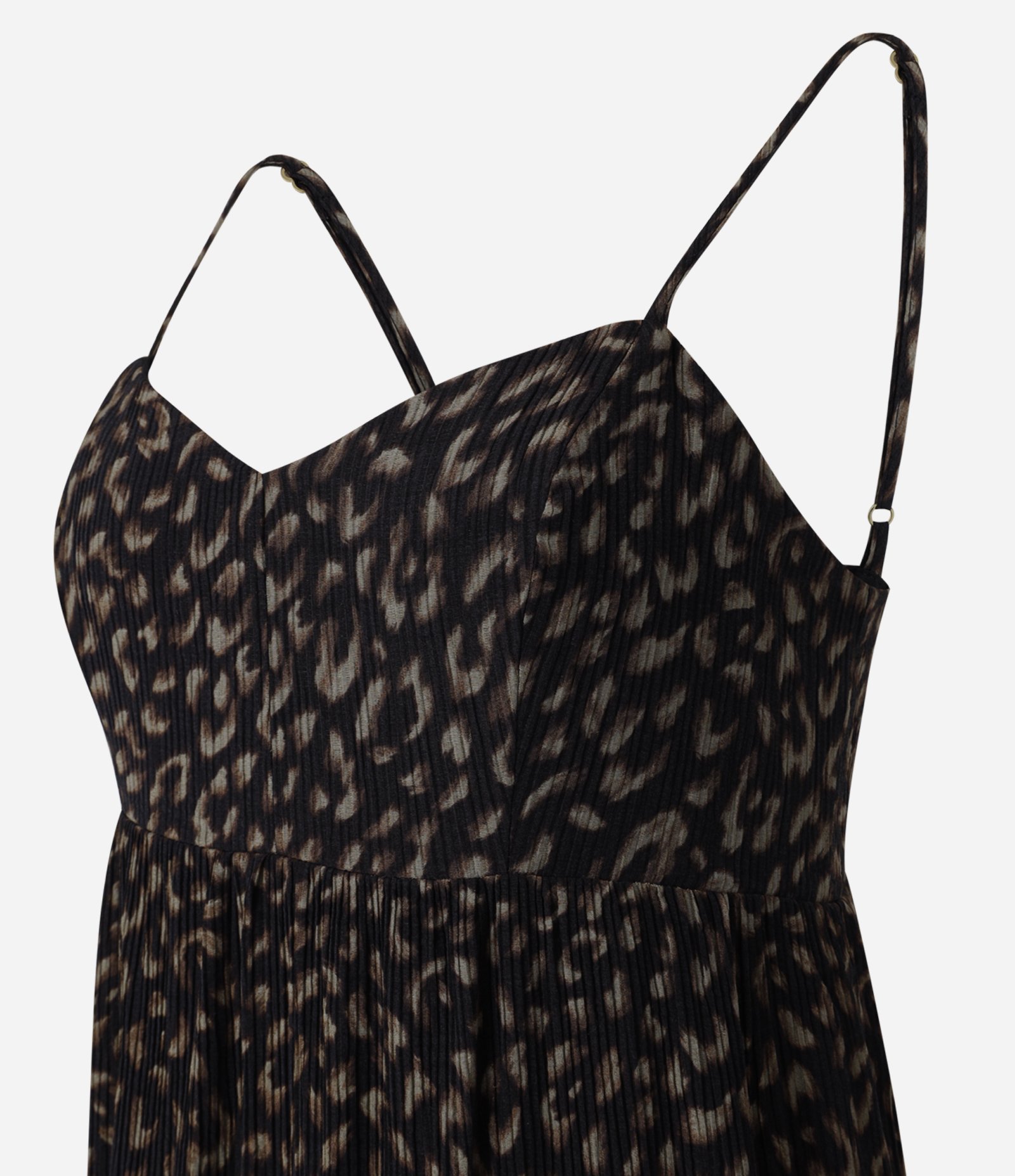 Vestido Boho Evasê Longo em Viscose com Estampa Onça Preto 7