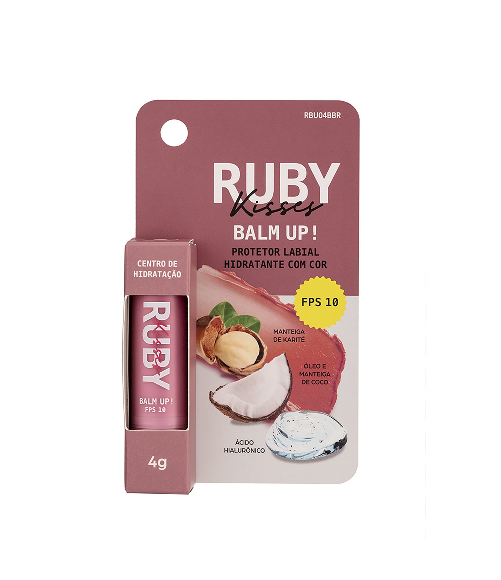 Protetor Labial Hidratante com Cor FPS10 Balm Up! Get Up! Ruby Kisses Nude 1