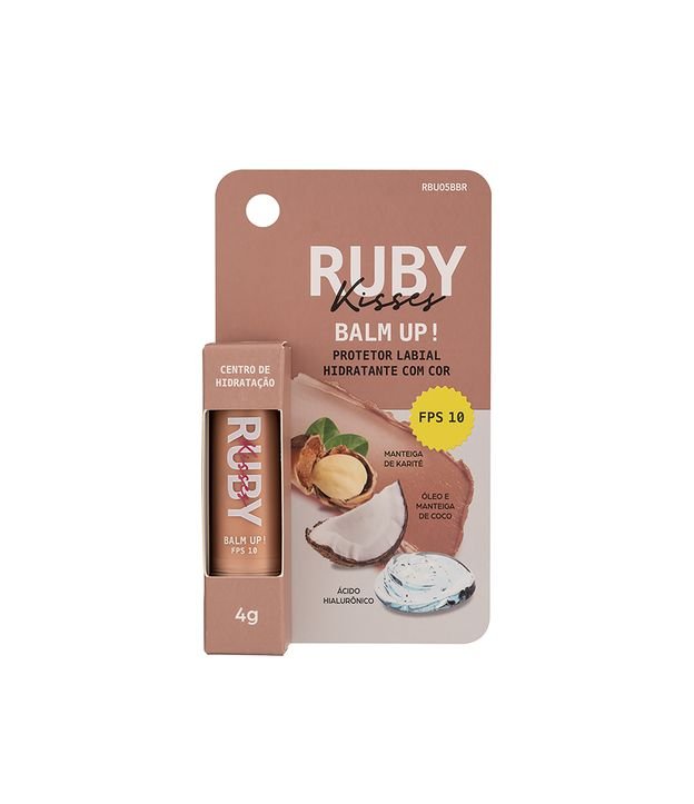 Protetor Labial Hidratante com Cor FPS 10 Balm Up! Look Up! Ruby Kisses