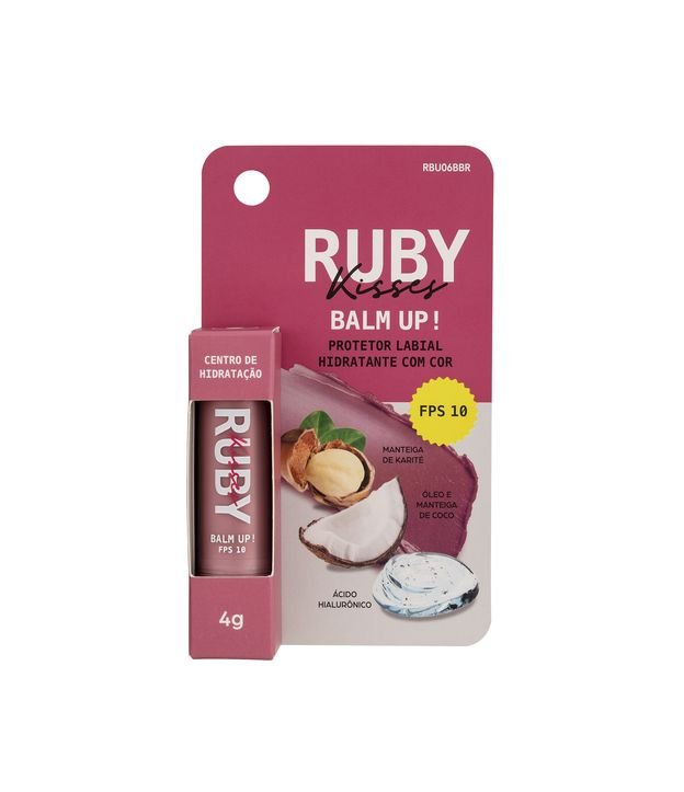 Protetor Labial Hidratane com Cor FPS10 Balm Up! Dress Up! Ruby Kisses