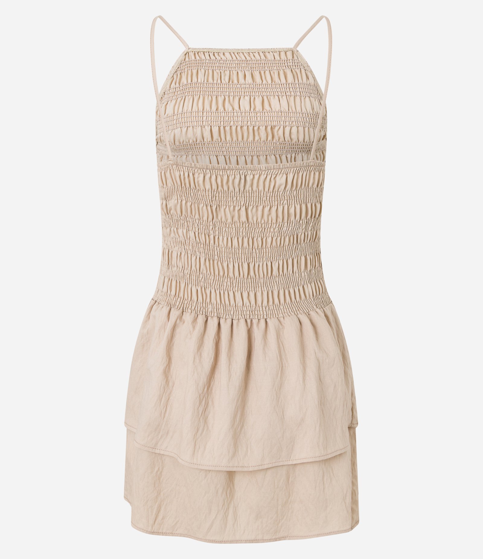 Vestido Godê em Tricoline Texturizado com Decote Halter Bege 7