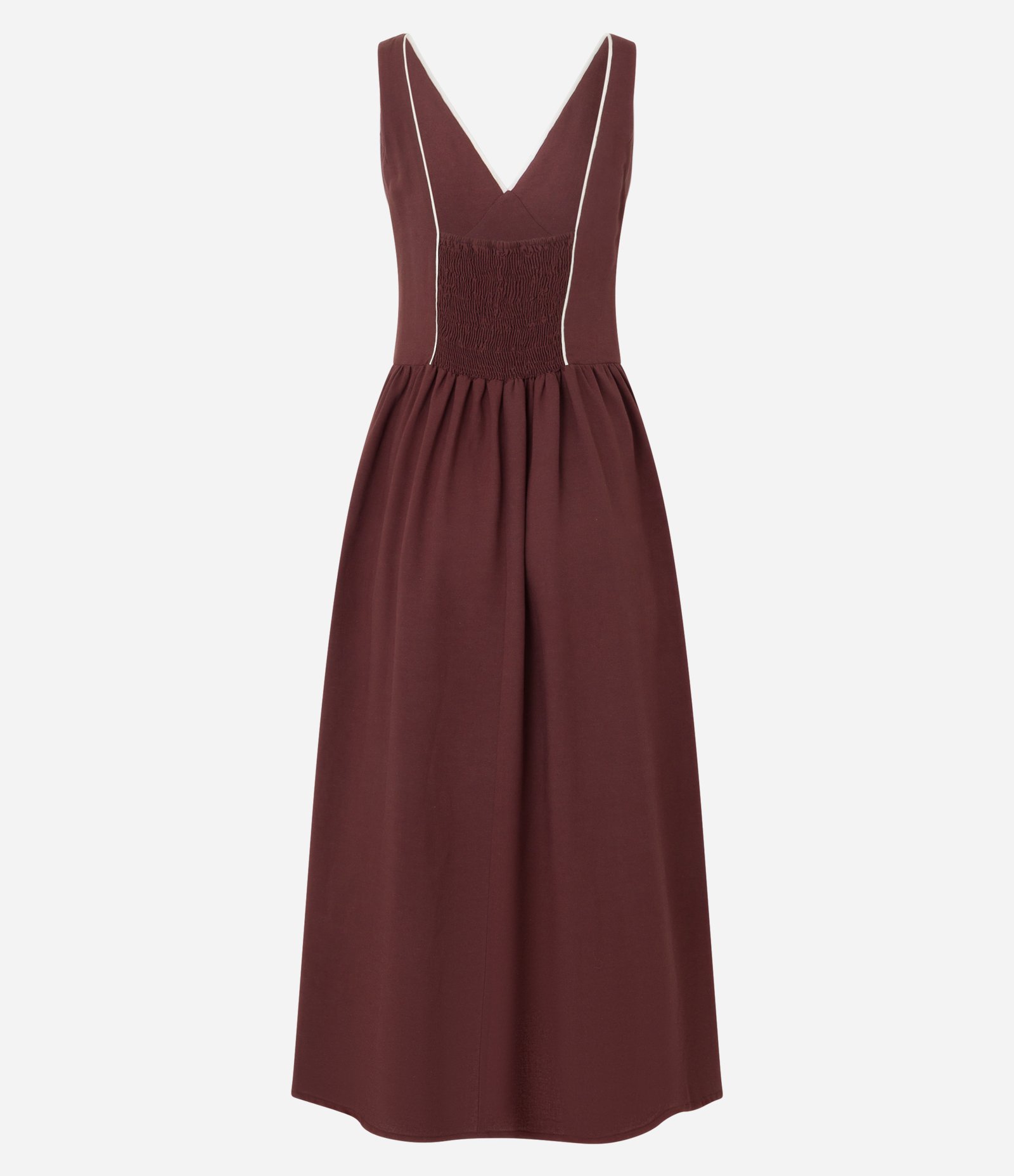 Vestido Evasê Midi com Viés Contrastantes Marrom 2