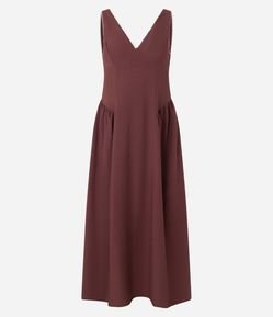 Vestido Evasê Midi com Viés Contrastantes