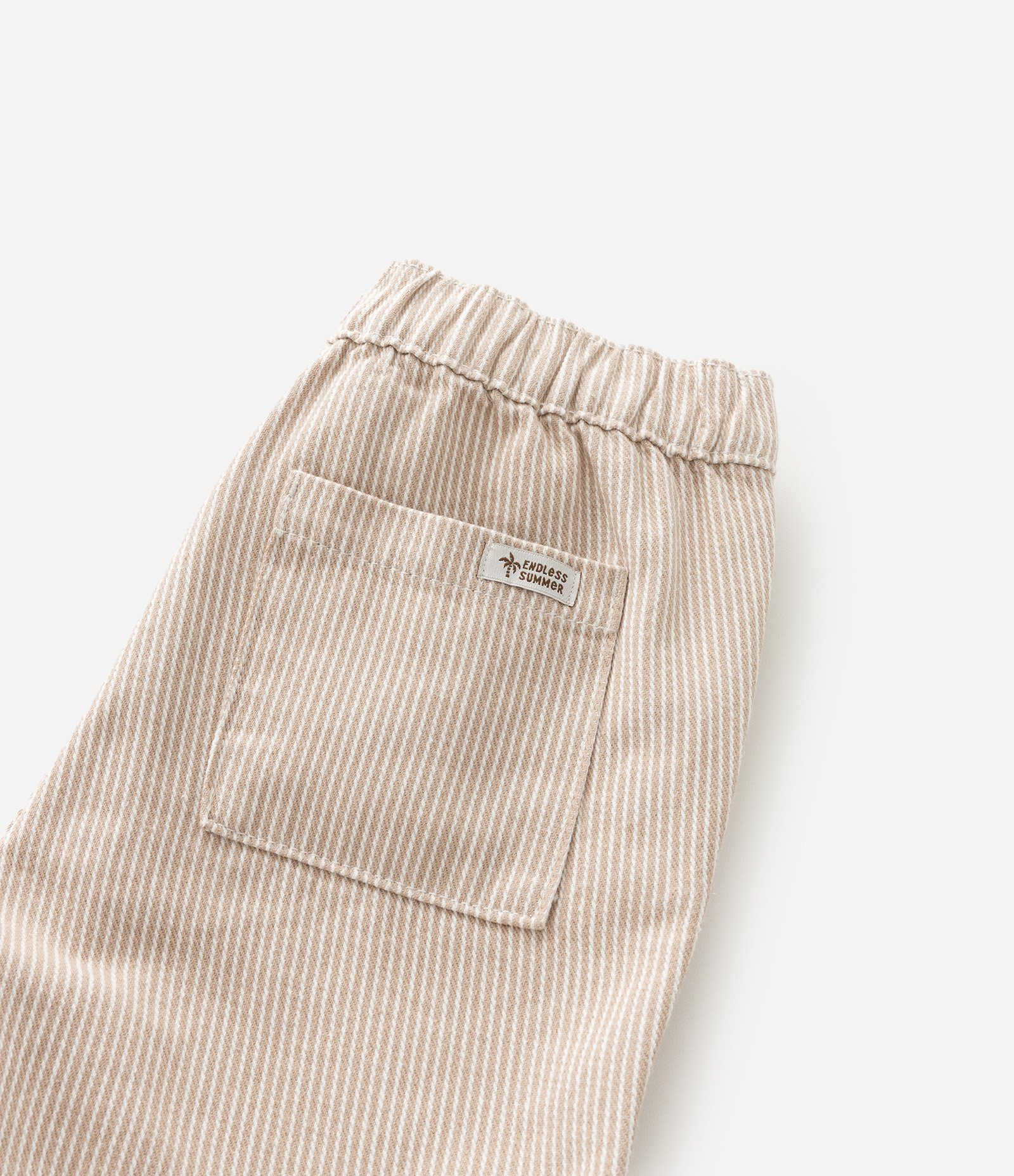 Bermuda Infantil em Sarja com Estampa de Listras - Tam 1 a 6 Anos Bege 8