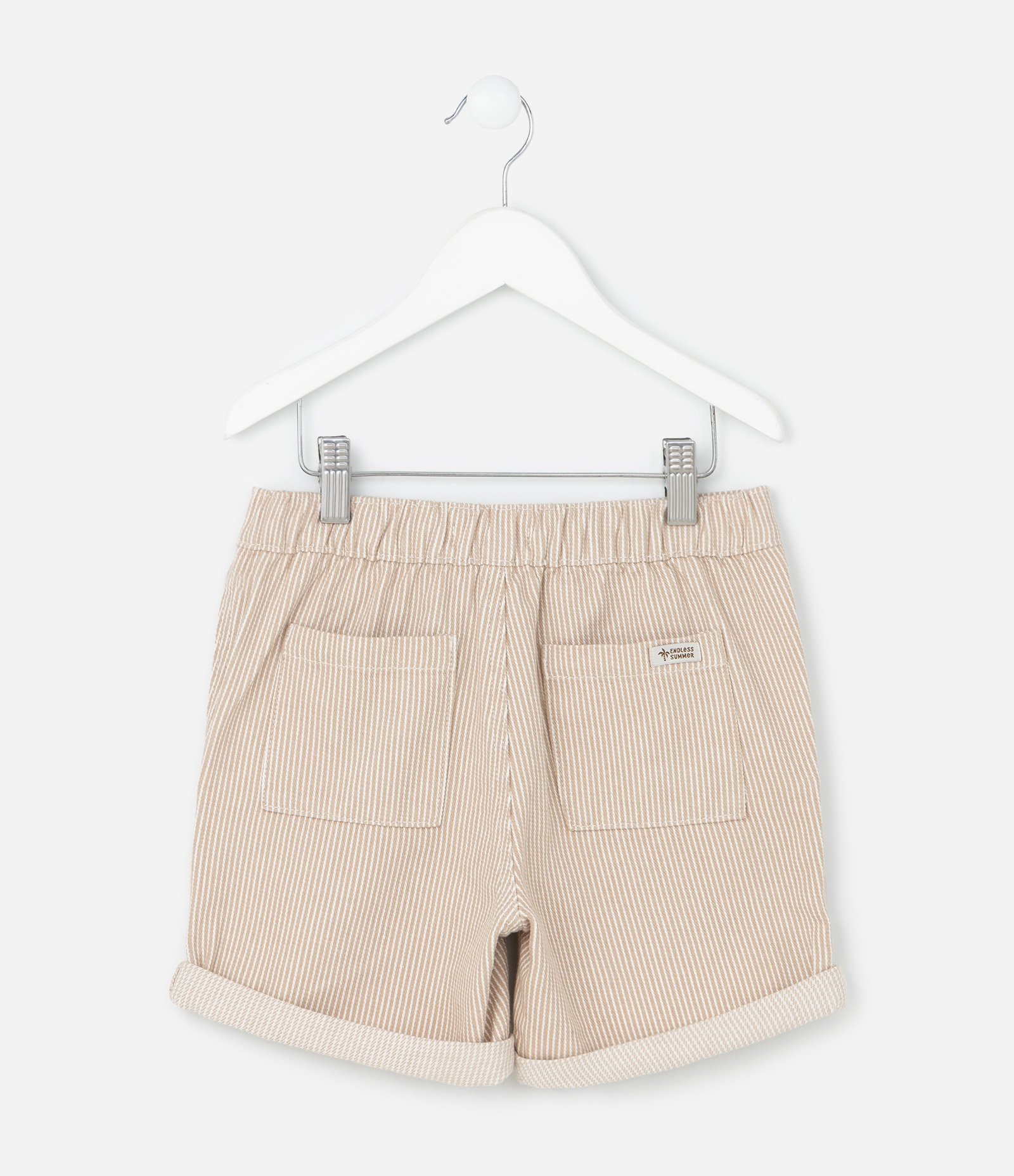 Bermuda Infantil em Sarja com Estampa de Listras - Tam 1 a 6 Anos Bege 2