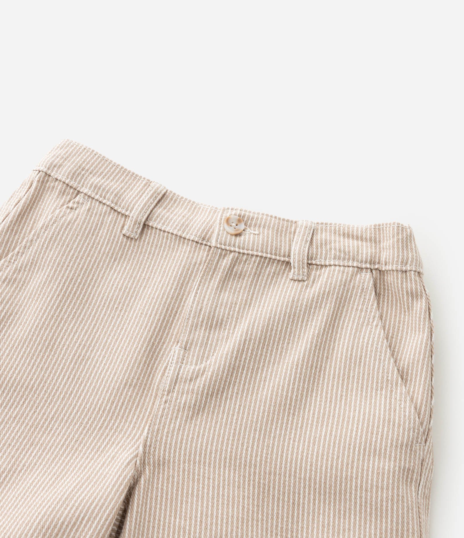 Bermuda Infantil em Sarja com Estampa de Listras - Tam 1 a 6 Anos Bege 5