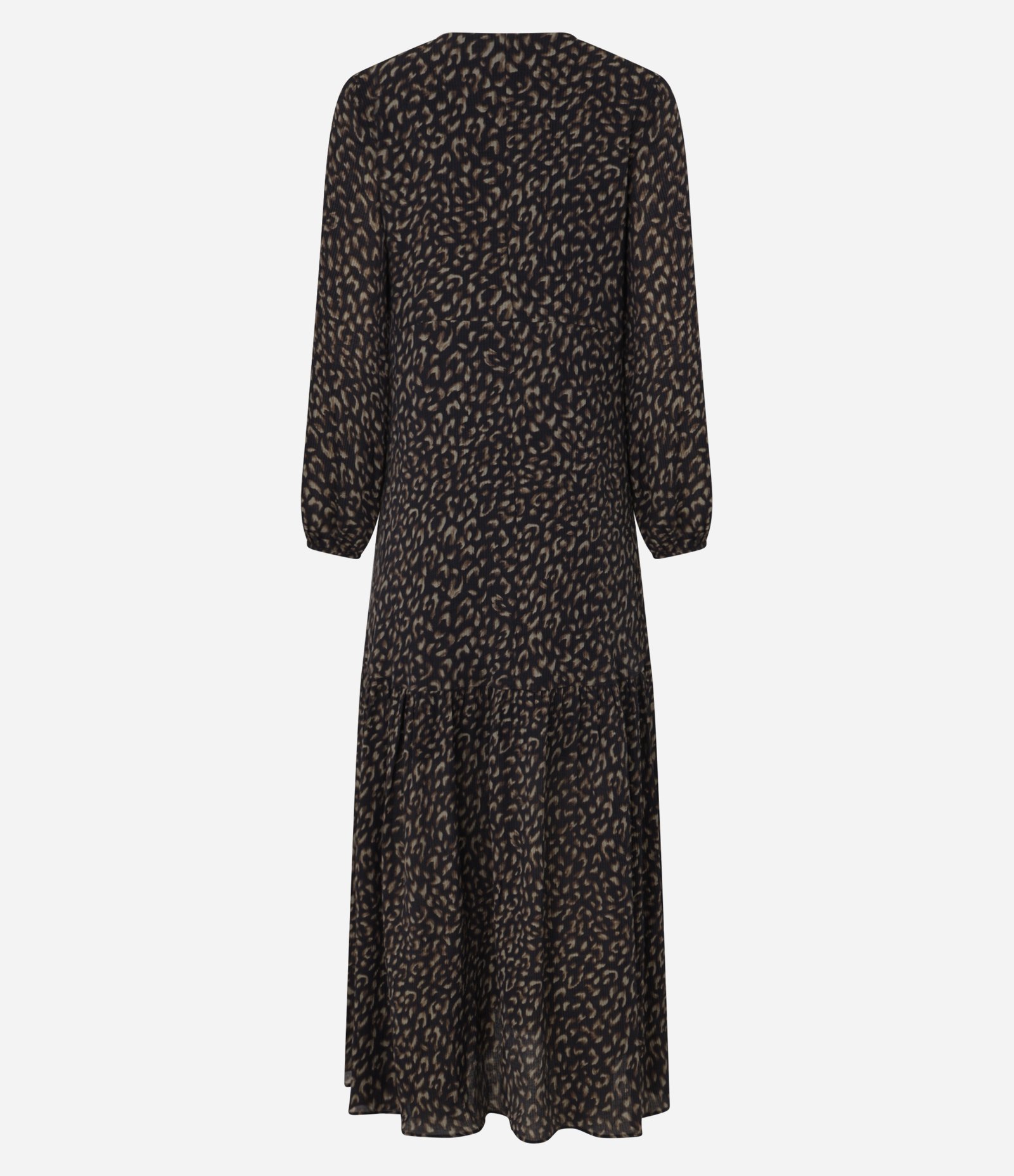 Vestido Boho Longo em Viscose com Estampa Onça Preto 9