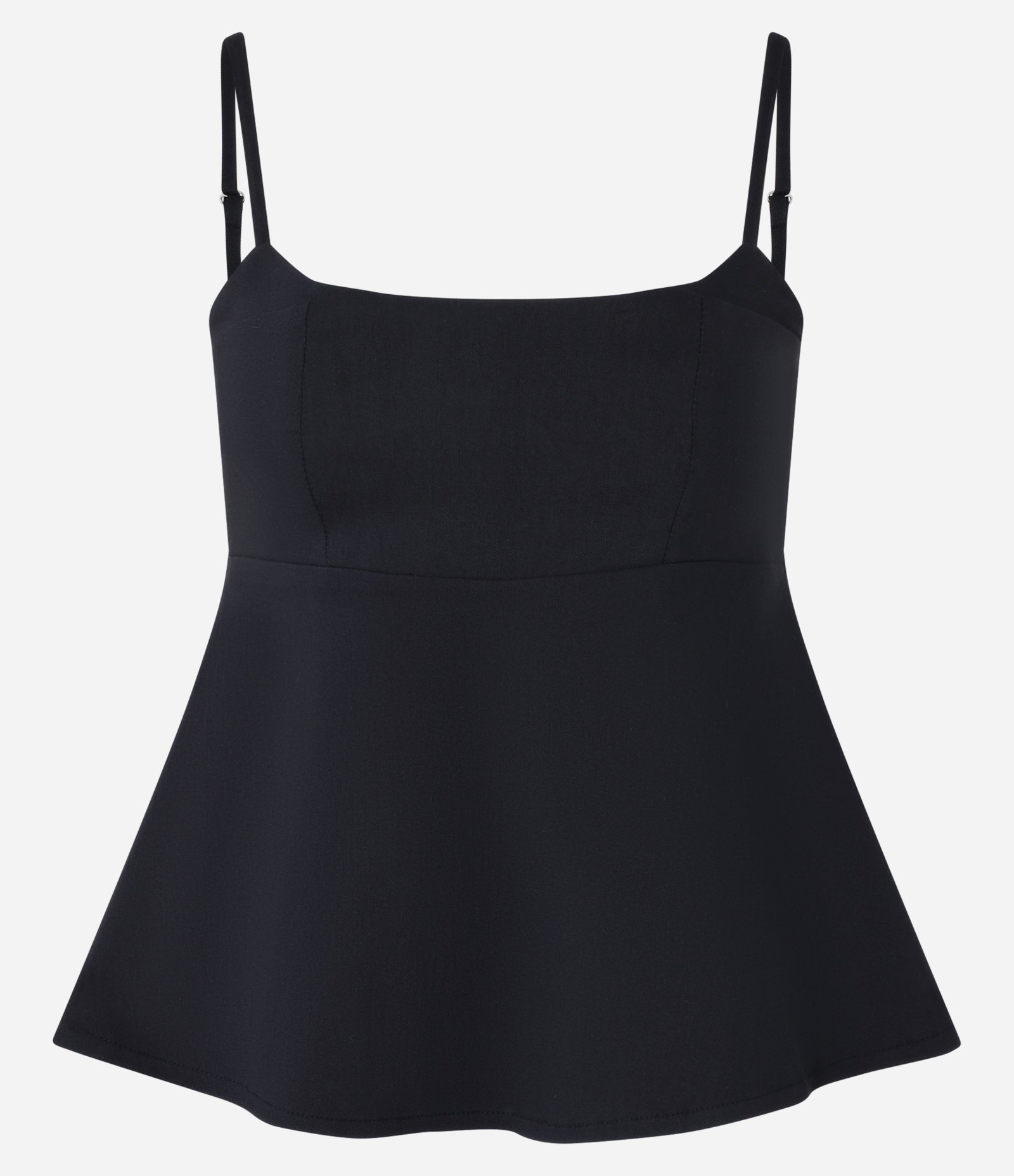 Blusa Peplum em Bengaline com Alcinha Fina Preto 5