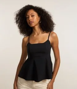 Blusa Peplum em Bengaline com Alcinha Fina