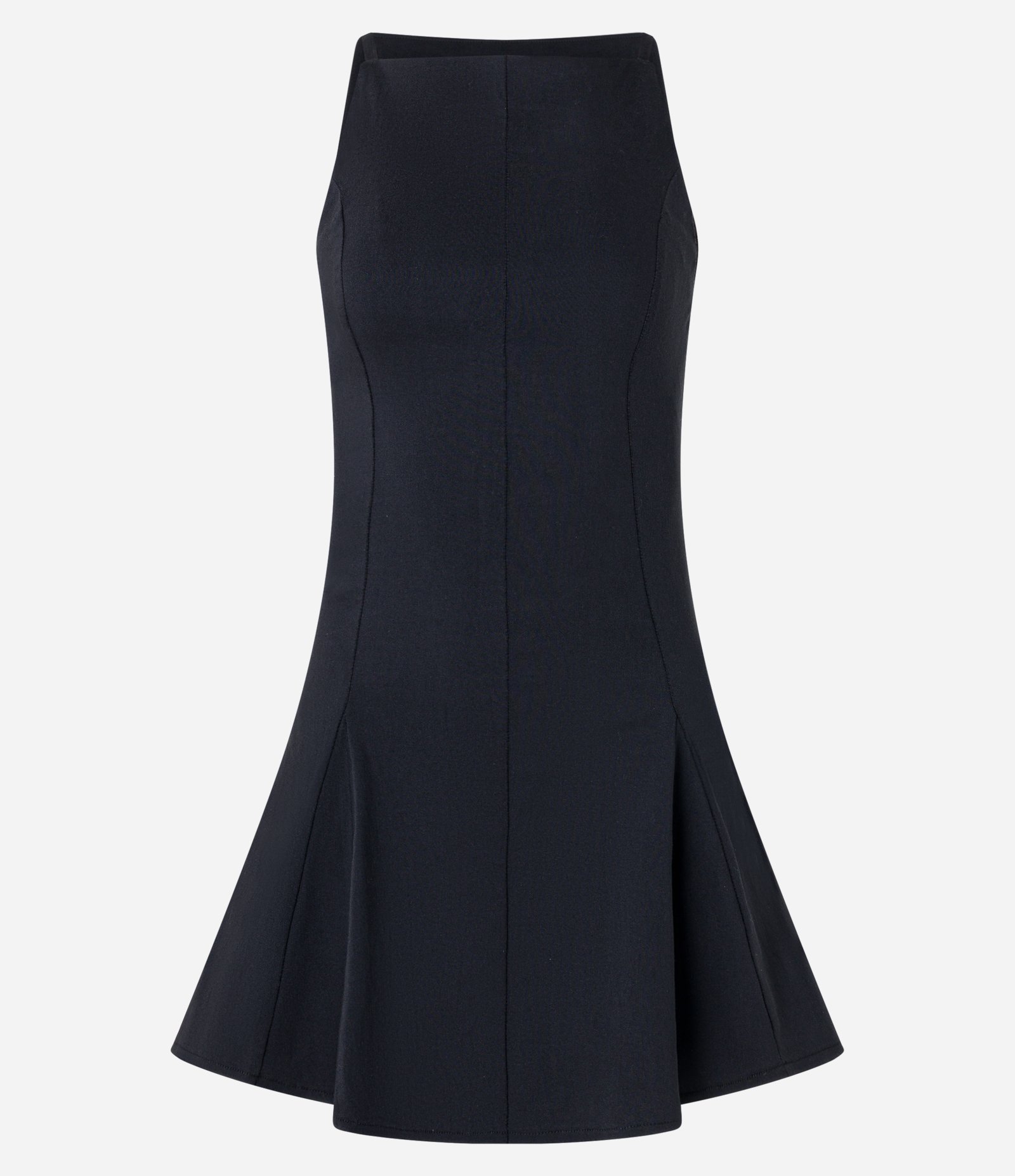 Vestido Curto Godê em Bengaline com Pregas Preto 6