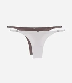 Kit 02 Calcinhas String Fio Duplo em Microfibra