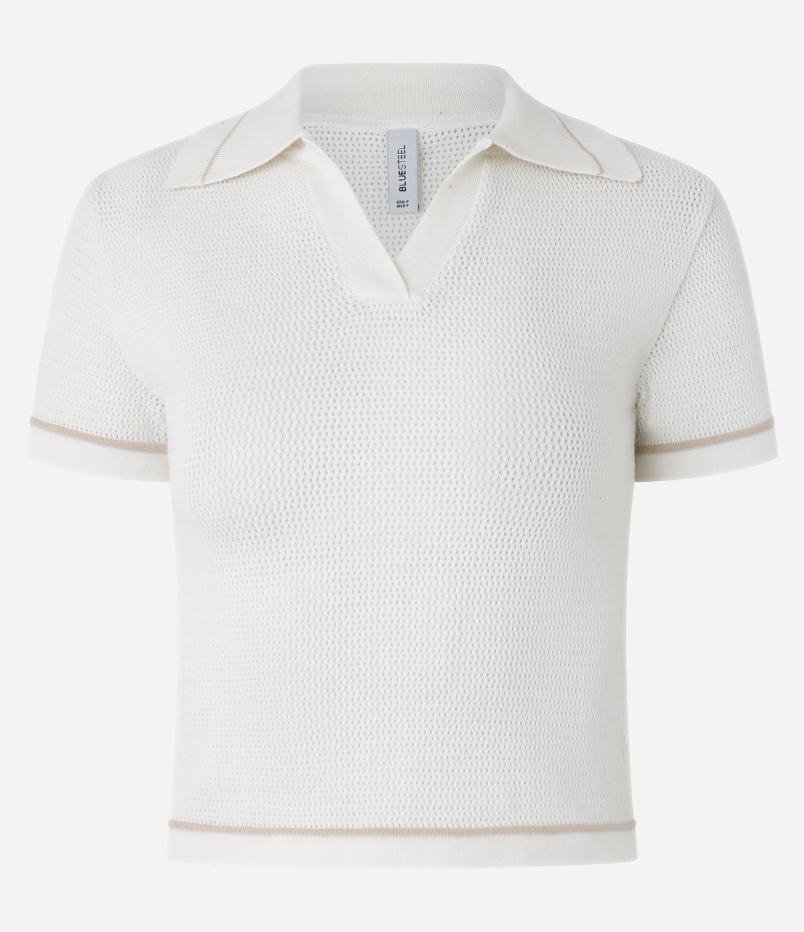 Blusa em Tricô com Gola Polo e Detalhe Contrastante Branco 4