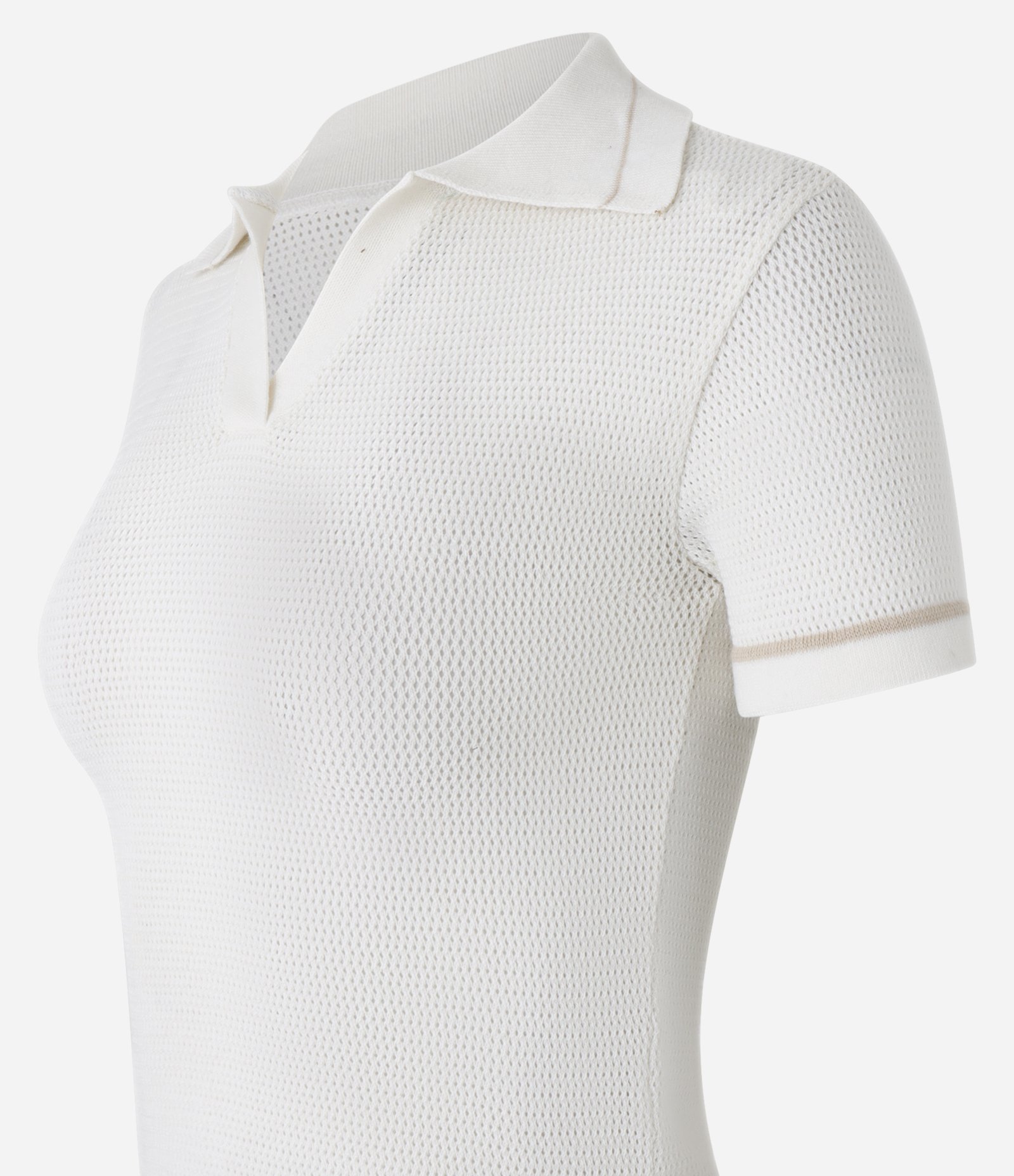Blusa em Tricô com Gola Polo e Detalhe Contrastante Branco 5
