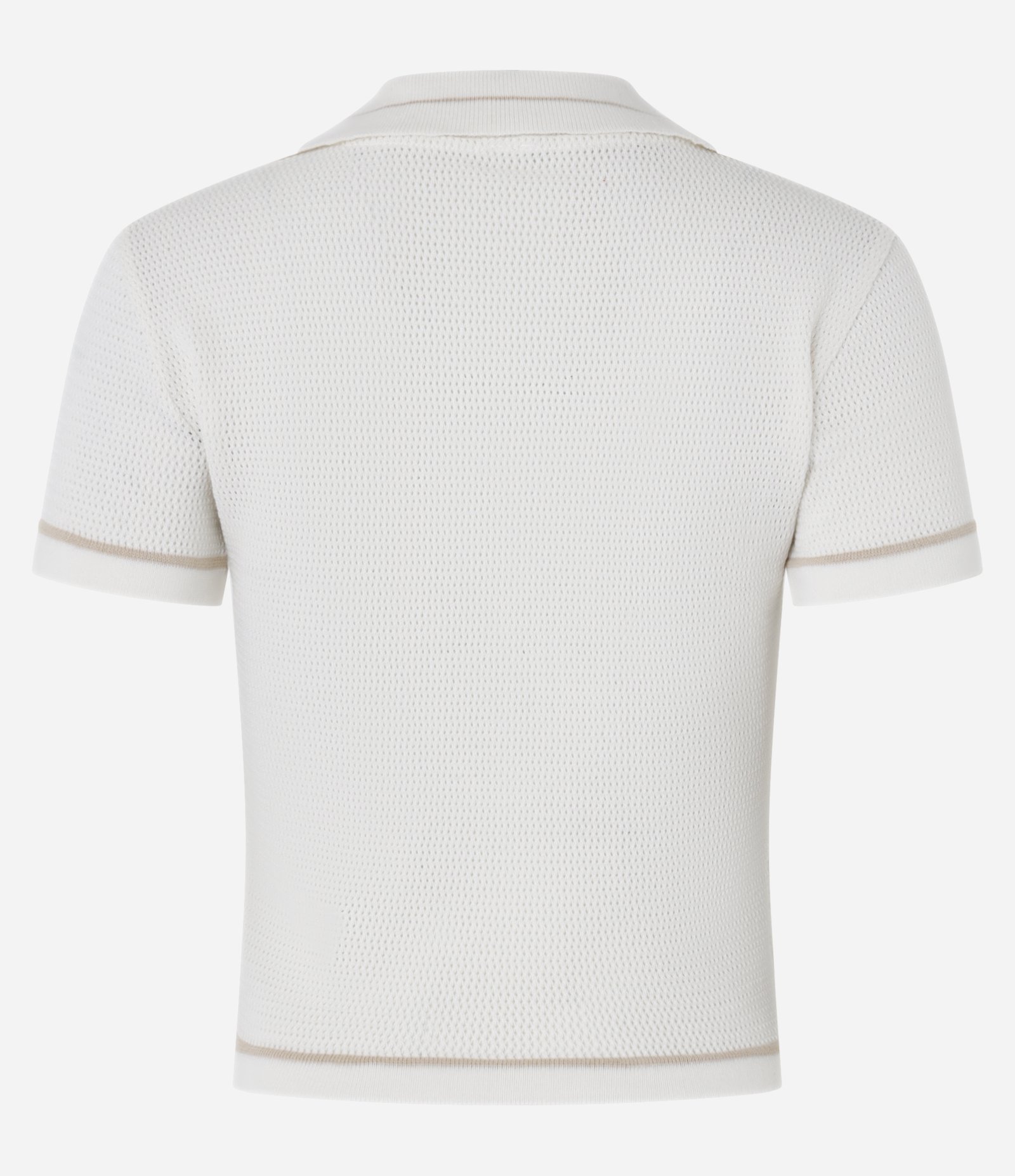Blusa em Tricô com Gola Polo e Detalhe Contrastante Branco 6