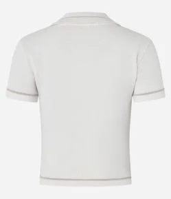 Blusa em Tricô com Gola Polo e Detalhe Contrastante