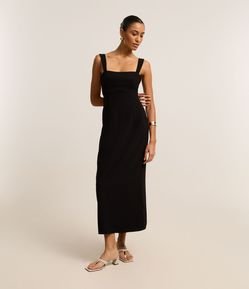 Vestido Tubinho Midi com Efeito Acetinado