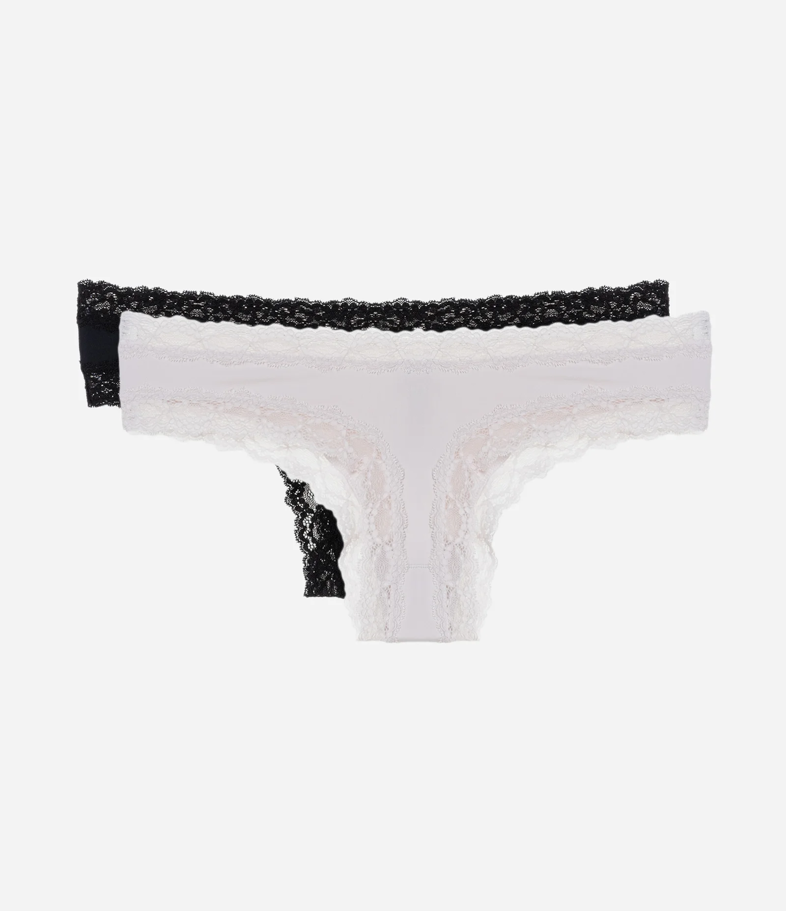 Kit 02 Calcinhas Biquíni Fio em Microfibra com Renda nas Cavas Preto/Lilás 2