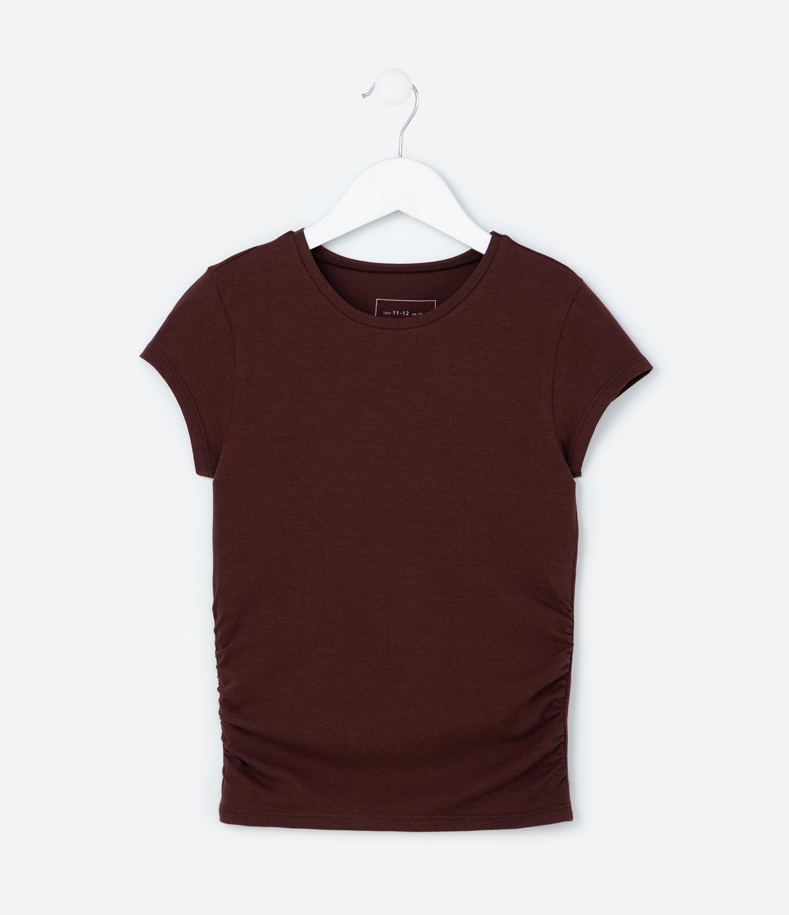 Blusa Infantil em Algodão com Drapeado Lateral - Tam 5 a 14 anos Marrom 1