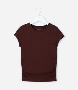 Blusa Infantil em Algodão com Drapeado Lateral - Tam 5 a 14 anos