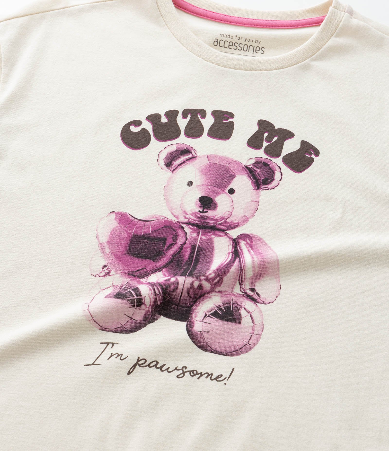 Pijama Infantil com Amarração e Estampa Urso - Tam 5 a 12 Anos Bege/Rosa 10