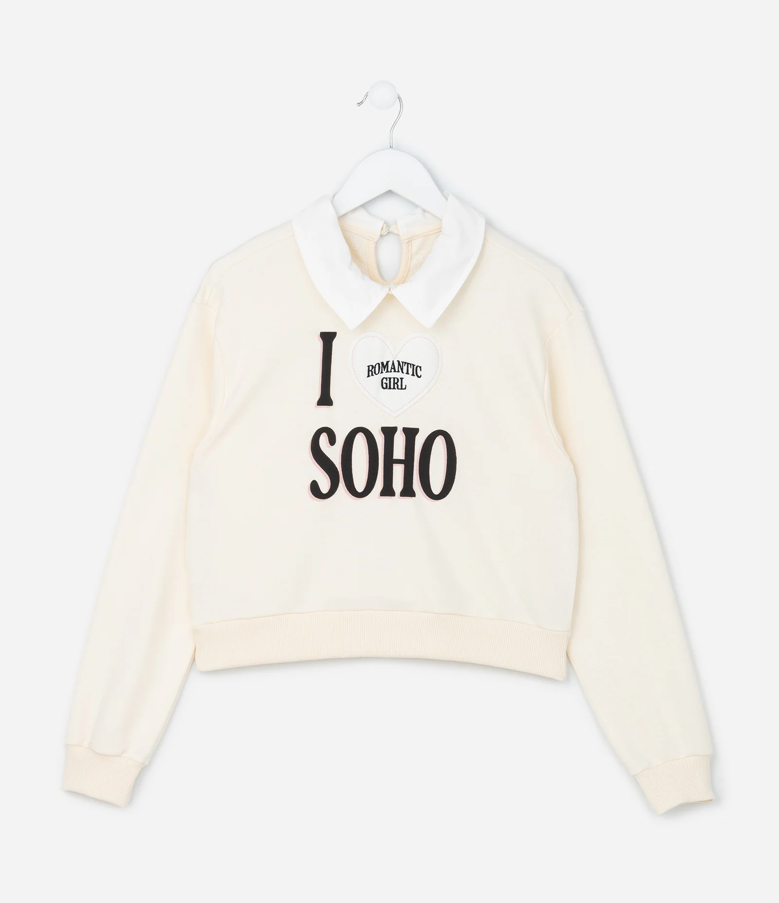 Casaco Infantil em Moletom e Gola Colarinho - Tam 5 a 14 Anos Bege 1