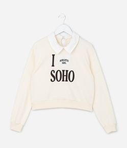 Casaco Infantil em Moletom e Gola Colarinho - Tam 5 a 14 Anos