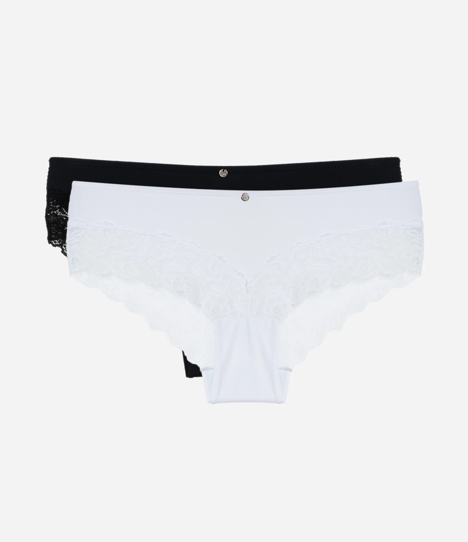 Kit 02 Calcinhas Boyshort em Microfibra Branco/Preto 1