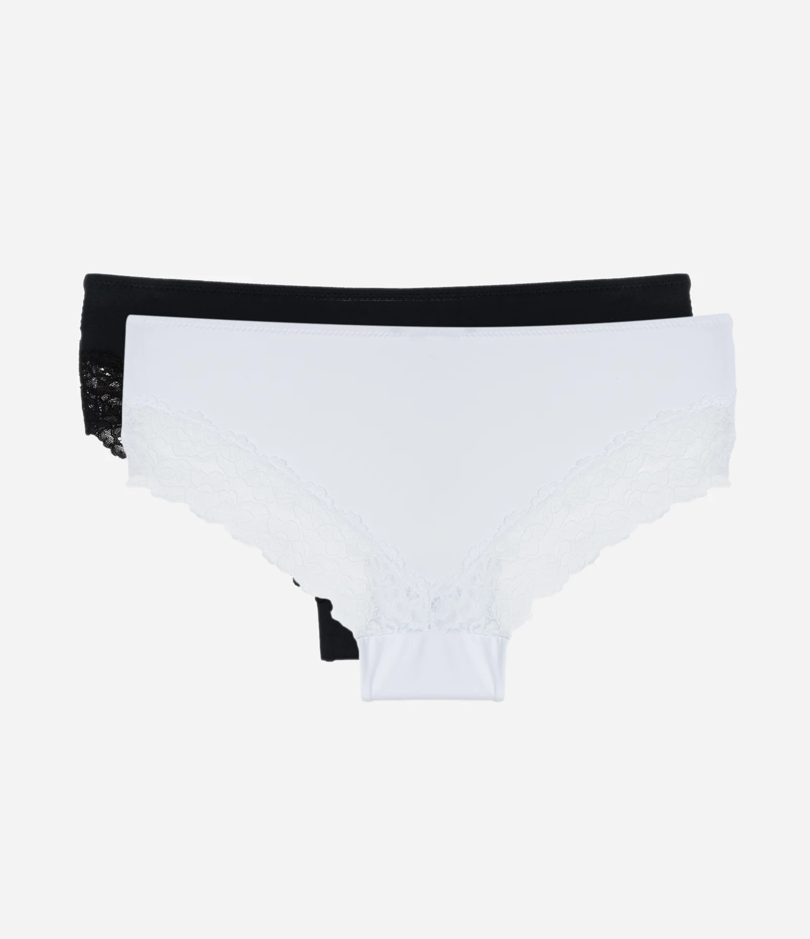 Kit 02 Calcinhas Boyshort em Microfibra Branco/Preto 2