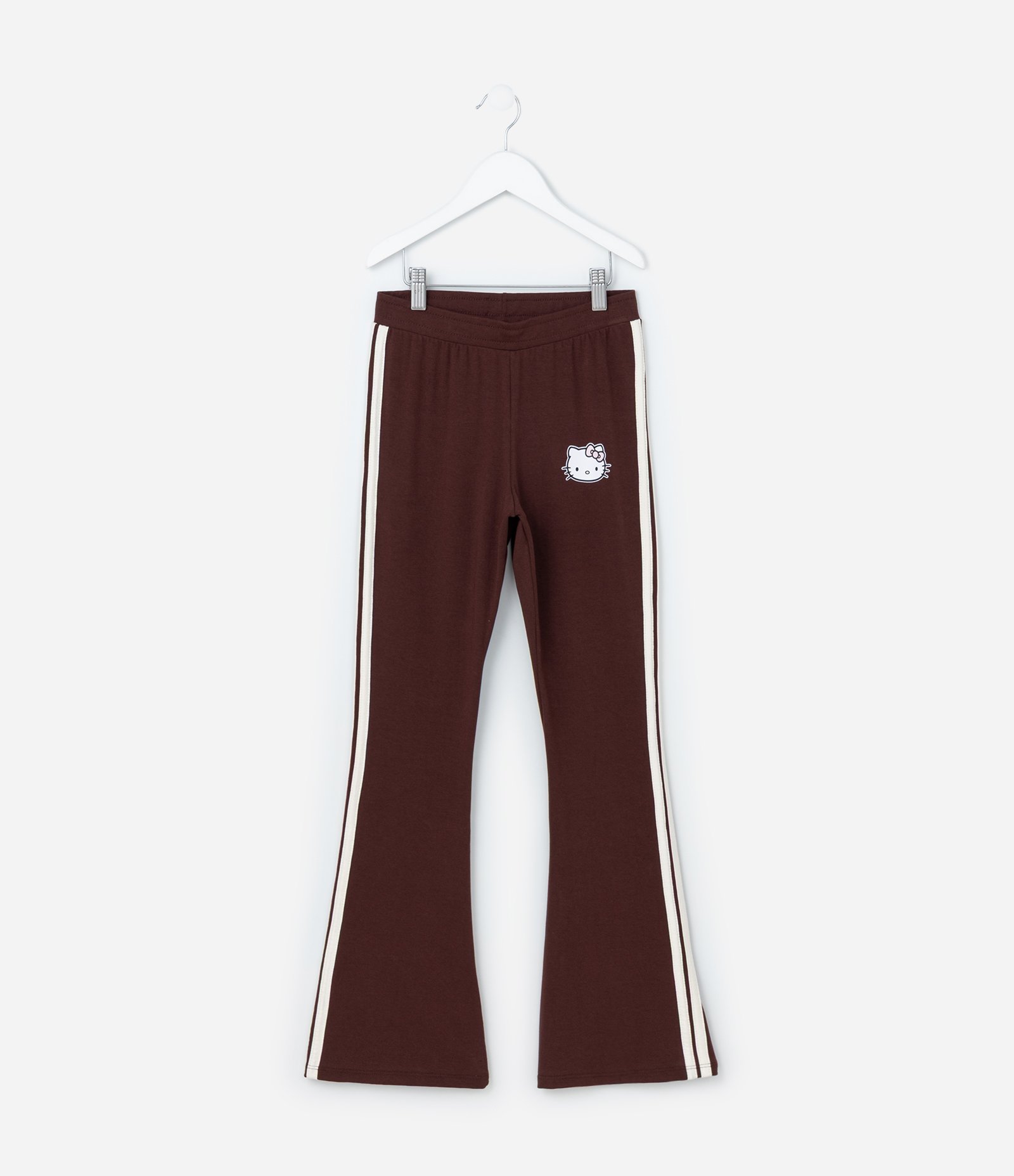Calça Flare Infantil com Estampa Hello Kitty - Tam 5 a 14 Anos Marrom 1